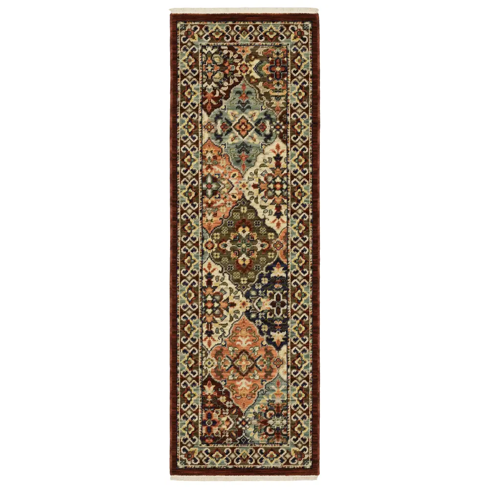 Lilihan 050X6 Red/ Multi Indoor Area Rug - 2' x 6'