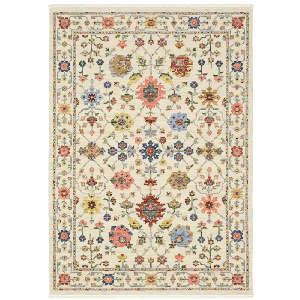 Lucca 093W1 Ivory/ Multi Indoor Area Rug - 3'3