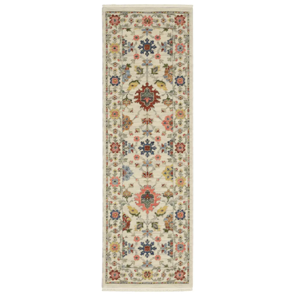 Lucca 093W1 Ivory/ Multi Indoor Area Rug - 2' x 6'