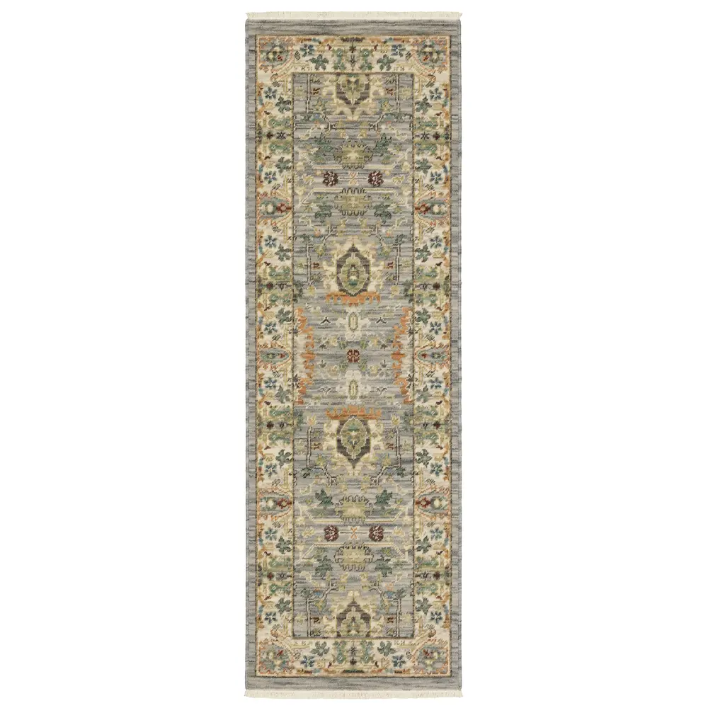 Lucca 2063L Grey/ Multi Indoor Area Rug - 2' x 6'