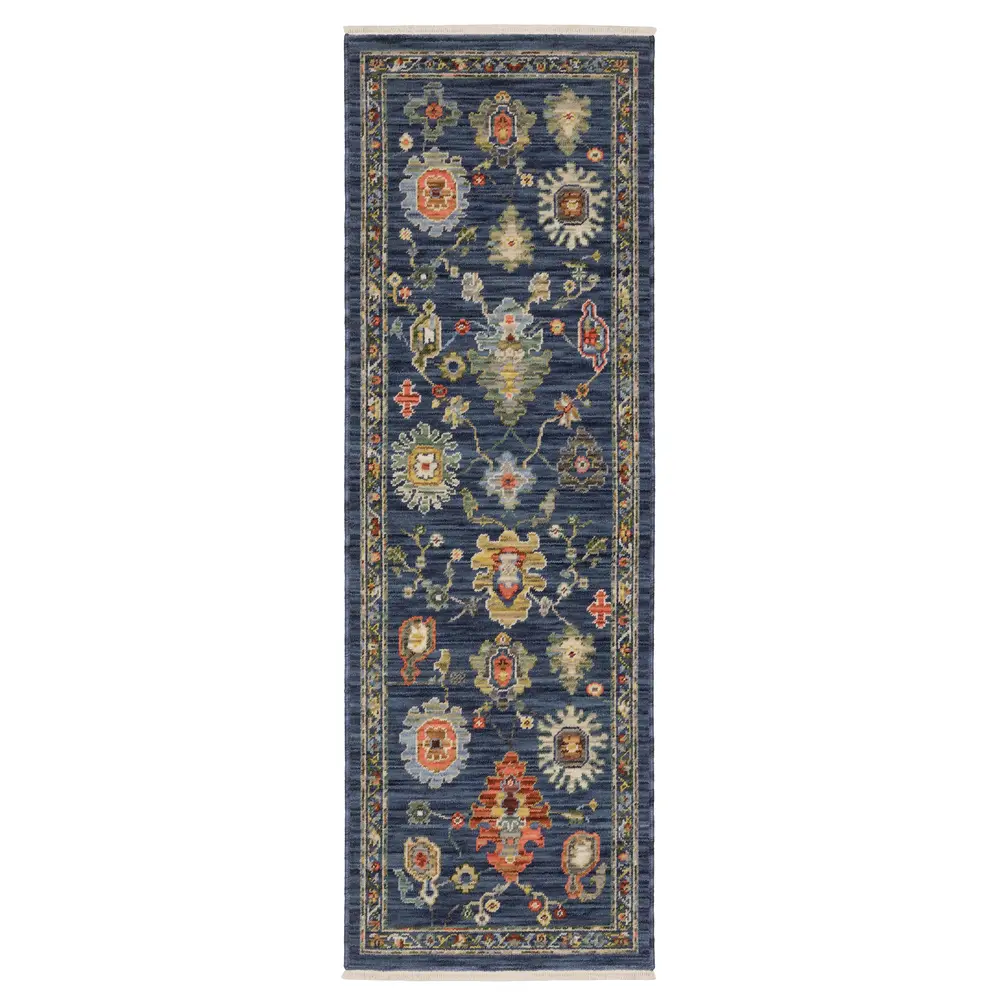 Lucca 2863B Blue/ Multi Indoor Area Rug - 2' x 6'