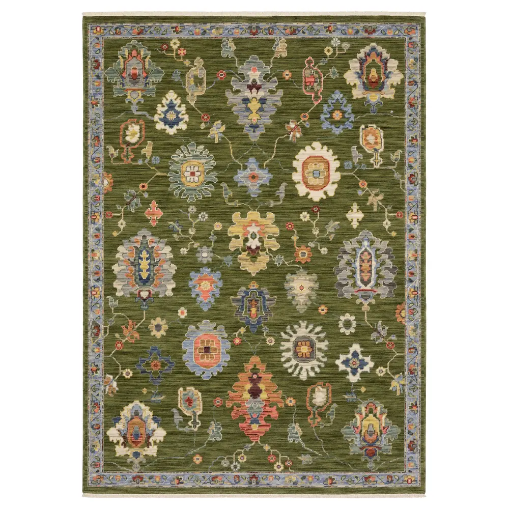 Lucca 2863E Green/ Multi Indoor Area Rug - 3'3
