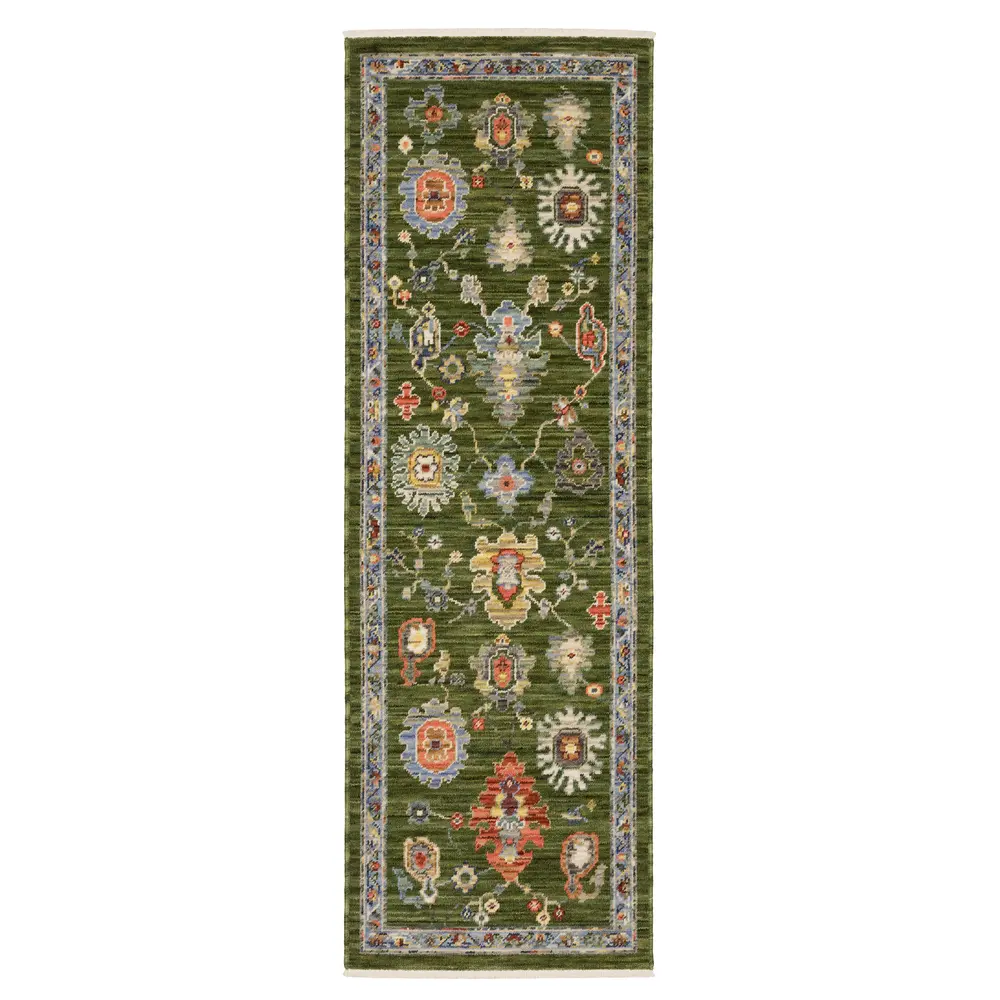 Lucca 2863E Green/ Multi Indoor Area Rug - 2' x 6'