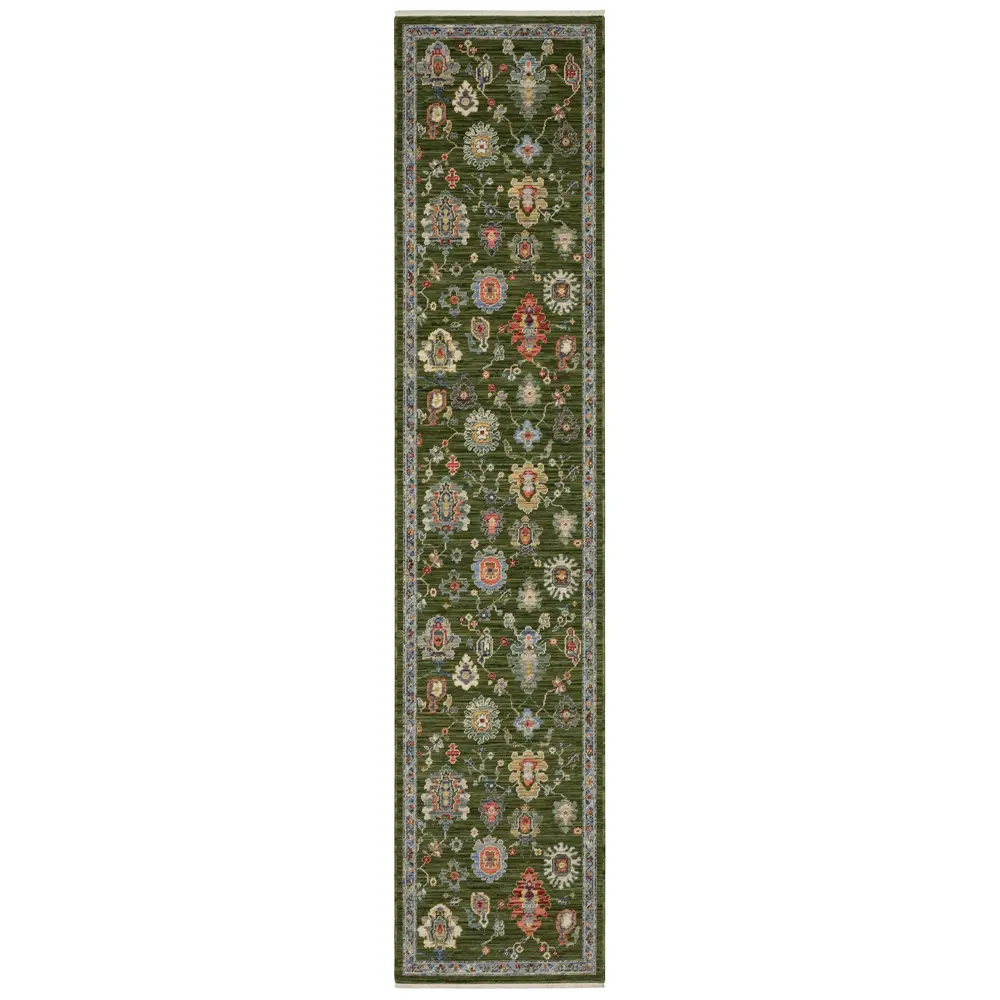 Lucca 2863E Green/ Multi Indoor Area Rug - 2'6