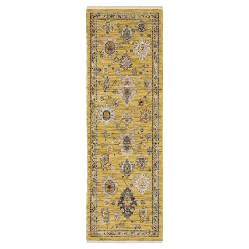 Lucca 2863G Yellow/ Multi Indoor Area Rug - 2' x 6'