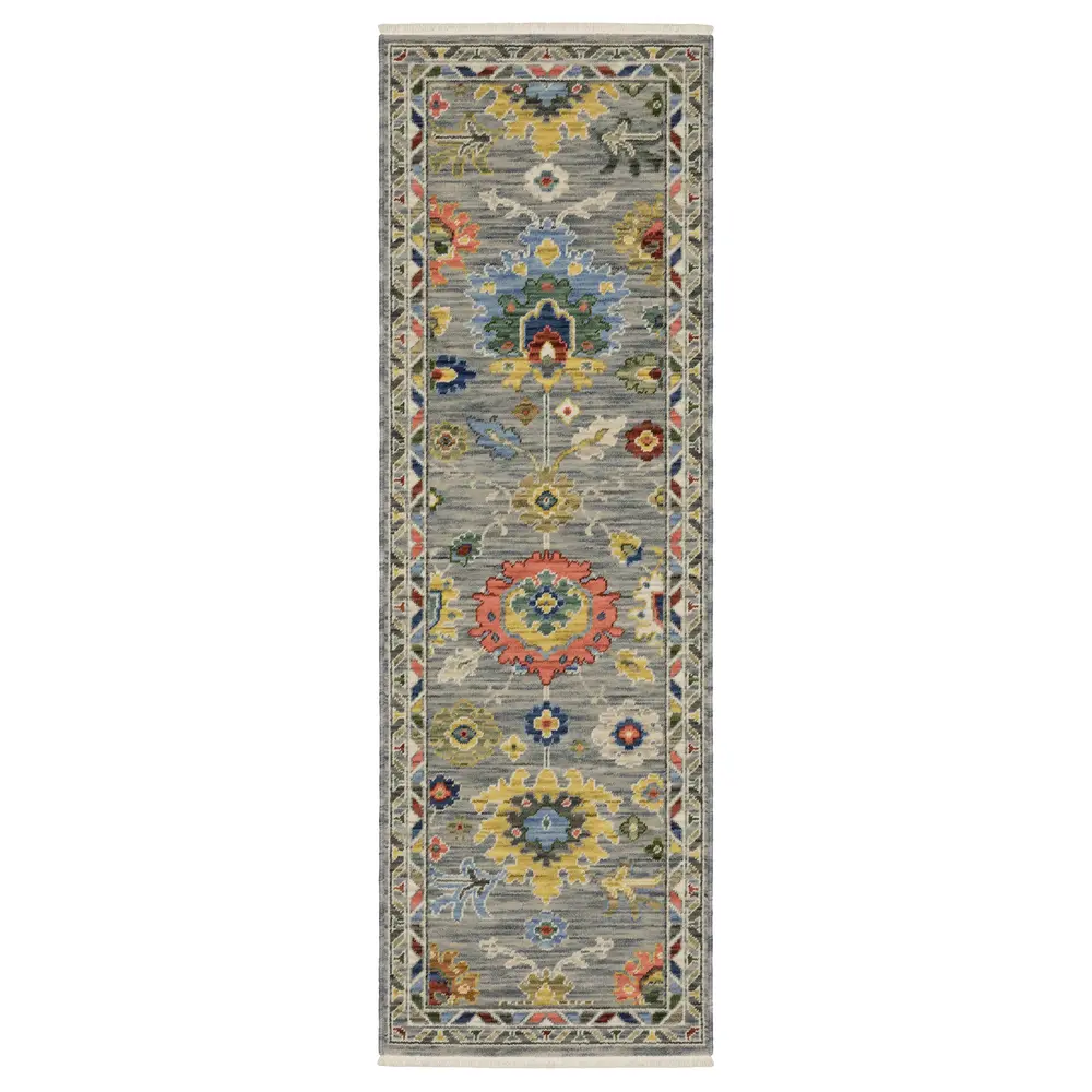Lucca 2888G Grey/ Multi Indoor Area Rug - 2' x 6'