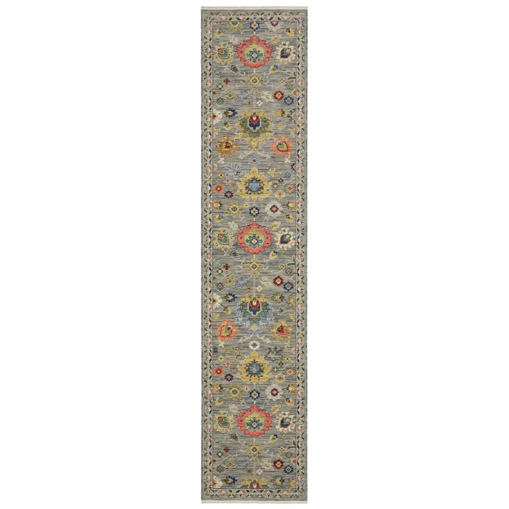 Lucca 2888G Grey/ Multi Indoor Area Rug - 2'6