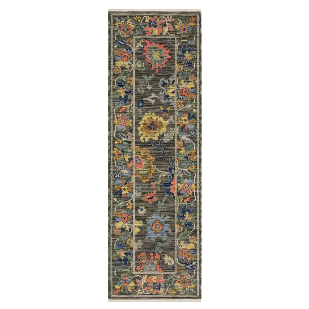 Lucca 2889E Grey/ Multi Indoor Area Rug - 2' x 6'