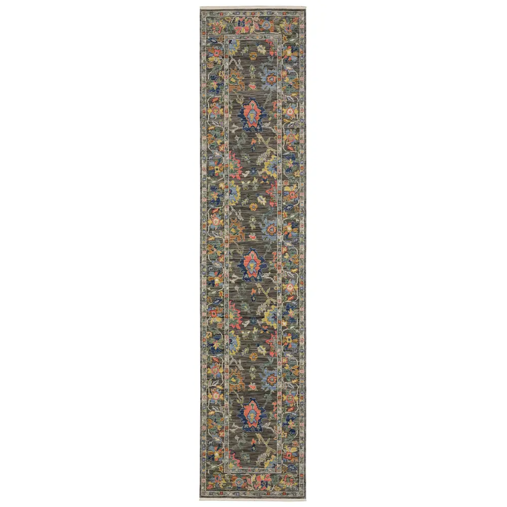 Lucca 2889E Grey/ Multi Indoor Area Rug - 2'6