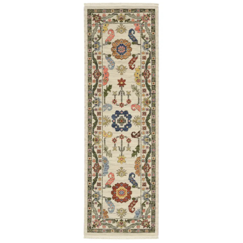 Lucca 5506W Ivory/ Multi Indoor Area Rug - 2' x 6'