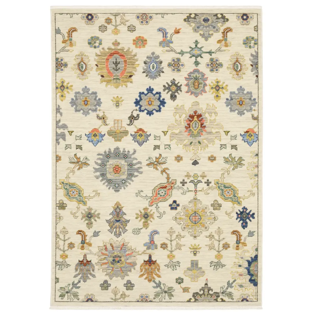Lucca 5507W Ivory/ Multi Indoor Area Rug - 6'7