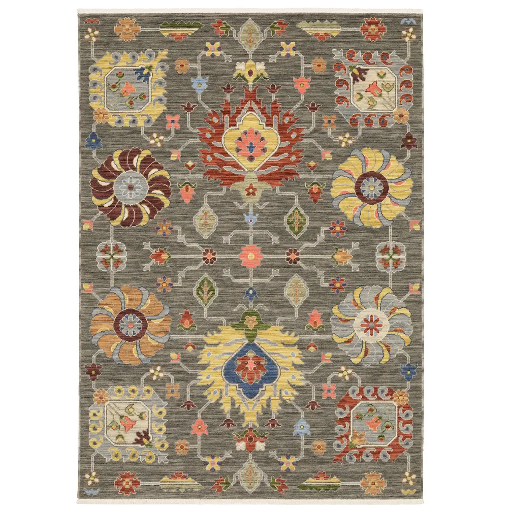 Lucca 8111K Grey/ Multi Indoor Area Rug - 3'3