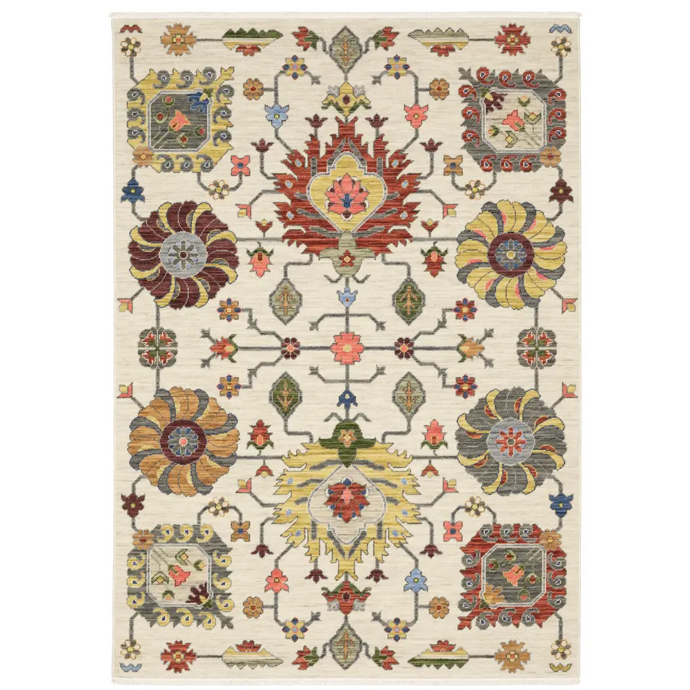 Lucca 8111W Ivory/ Multi Indoor Area Rug - 3'3