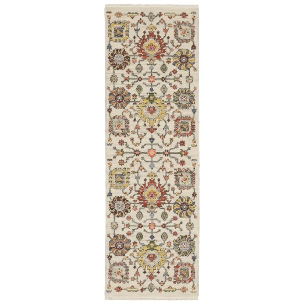 Lucca 8111W Ivory/ Multi Indoor Area Rug - 2' x 6'