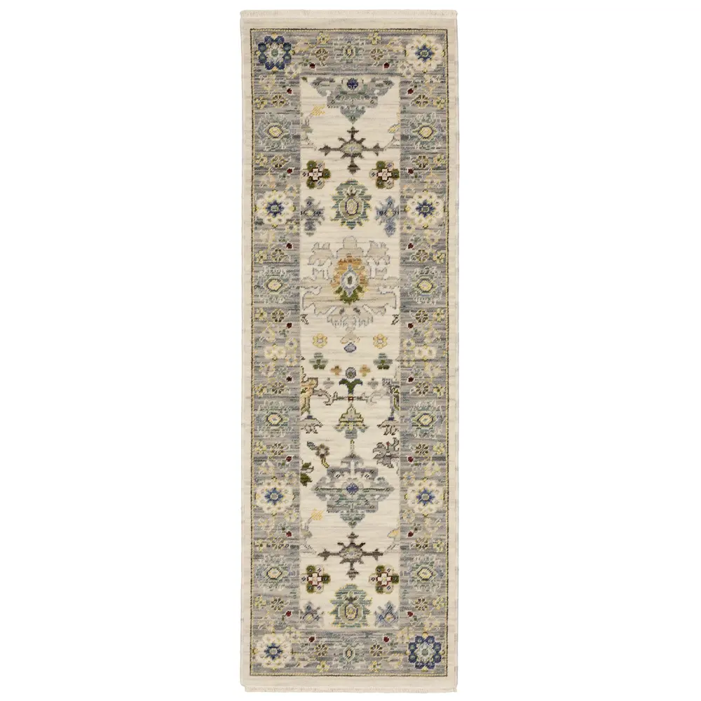 Lucca 846H1 Ivory/ Blue Indoor Area Rug - 2' x 6'