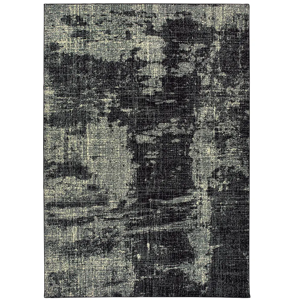 Luna 1805K Black/ Ivory Indoor Area Rug - 9'10