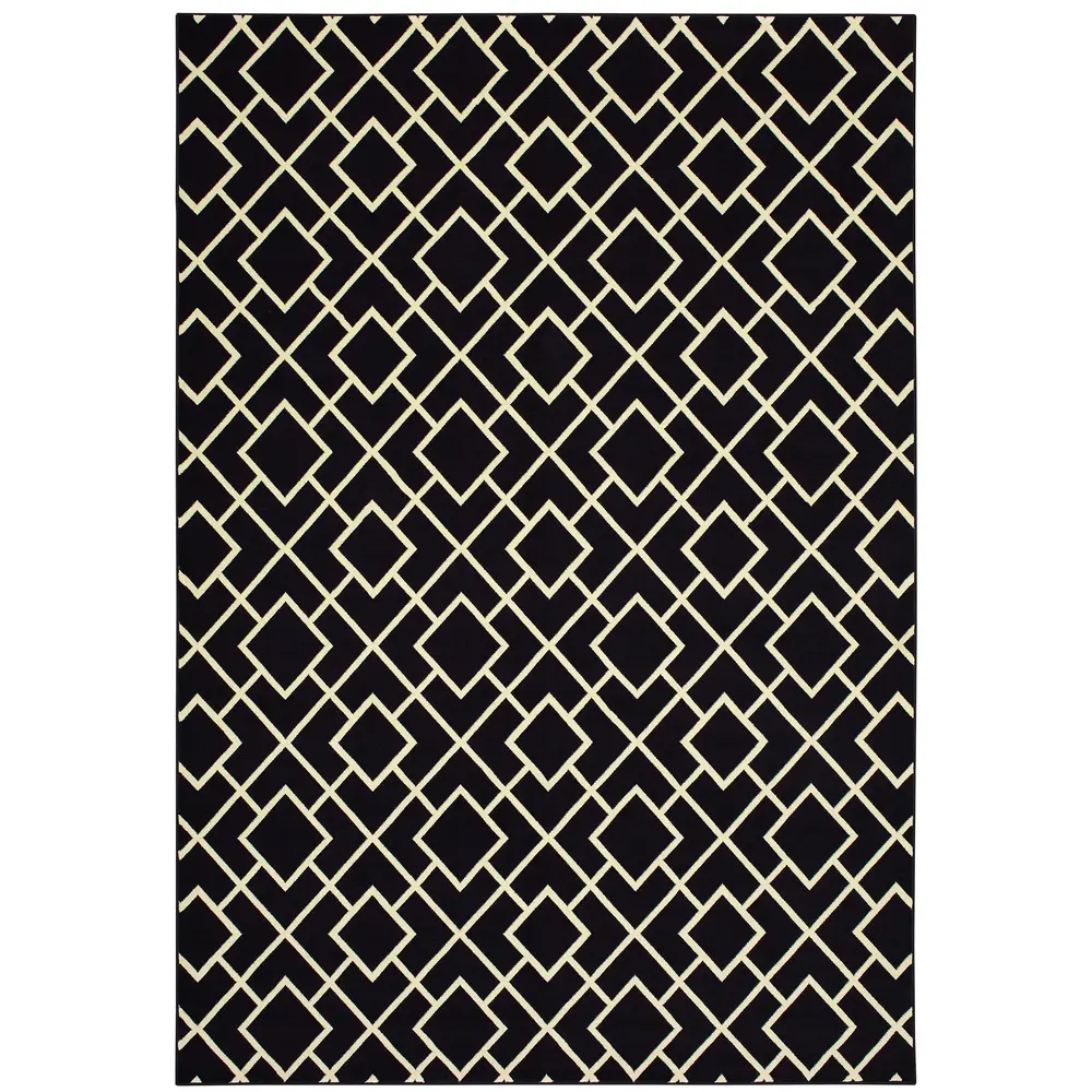 Luna 8123B Black/ Ivory Indoor Area Rug - 9'10