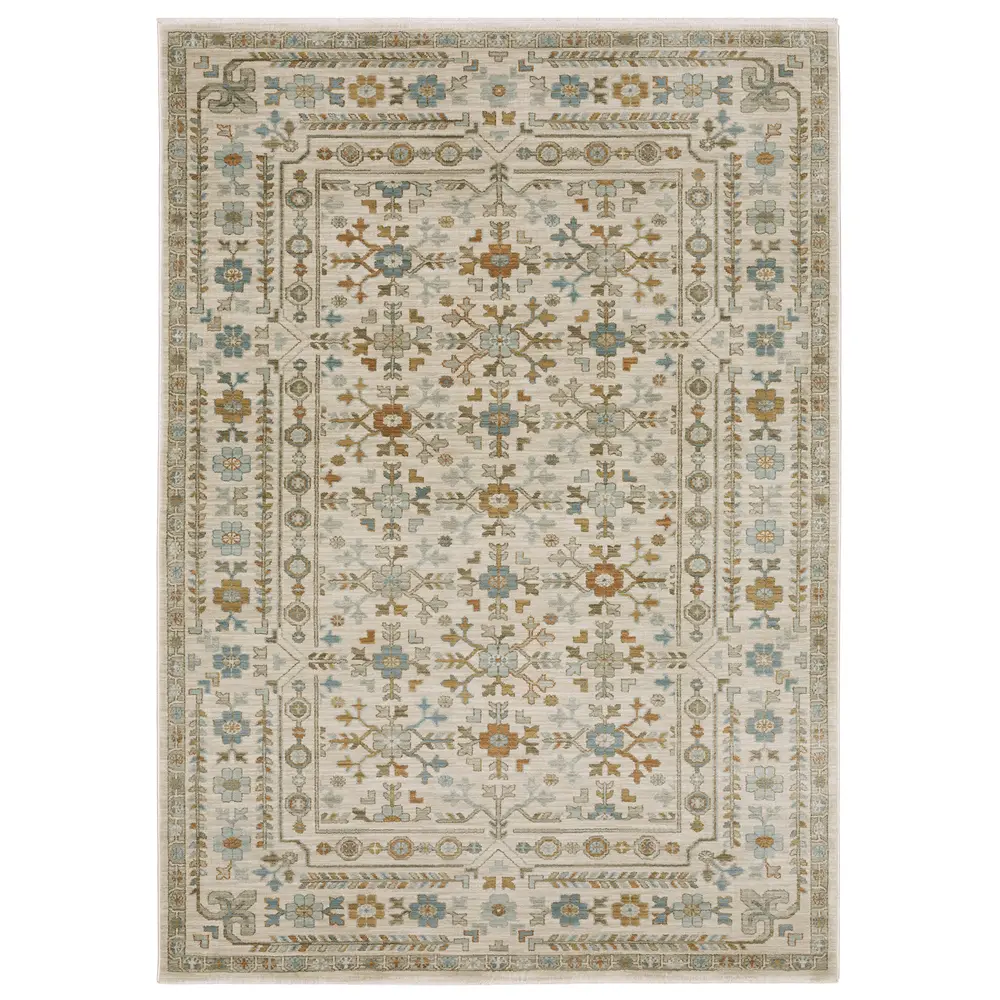 Maeve MAE01 Ivory/ Teal Indoor Area Rug - 2'3