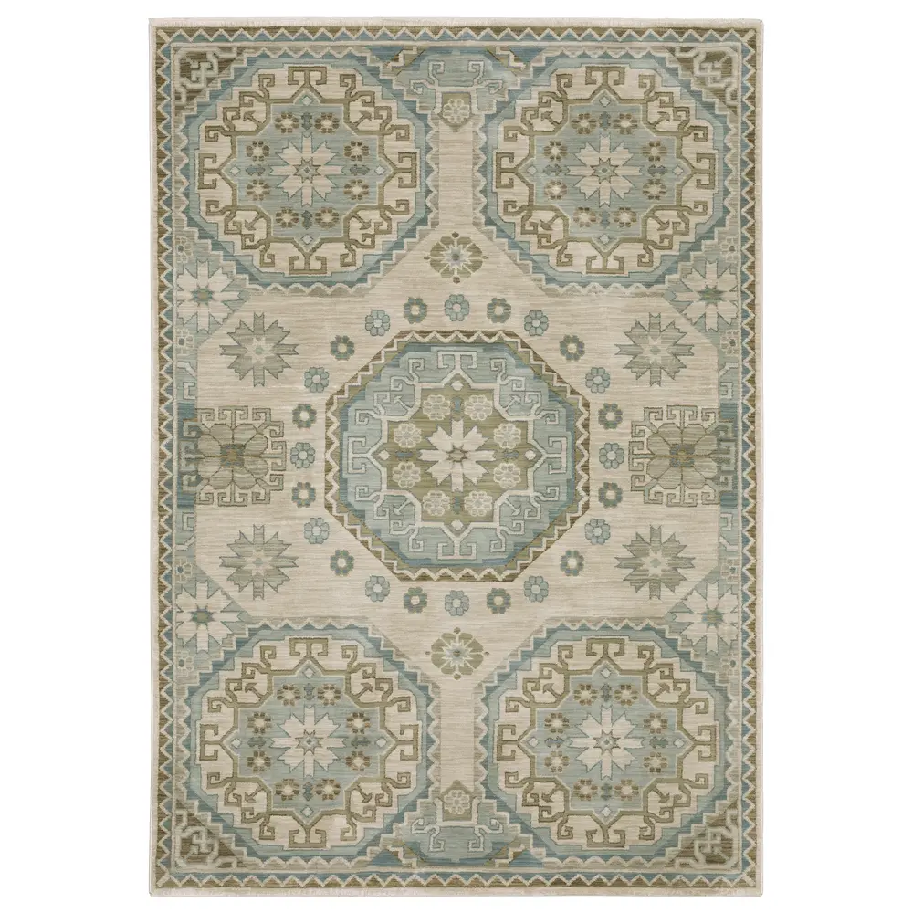 Maeve MAE03 Beige/ Teal Indoor Area Rug - 6'7