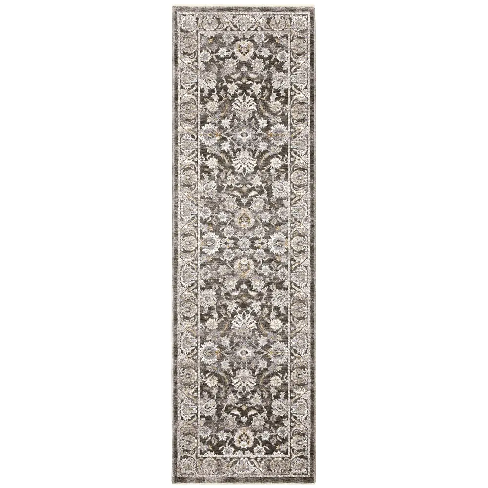 Maharaja 070N1 Grey/ Ivory Indoor Area Rug - 2'3