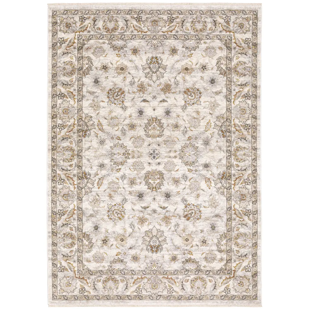 Maharaja 070W1 Ivory/ Grey Indoor Area Rug - 3'3