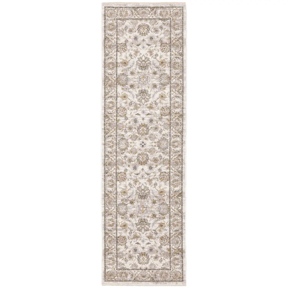 Maharaja 070W1 Ivory/ Grey Indoor Area Rug - 2'3