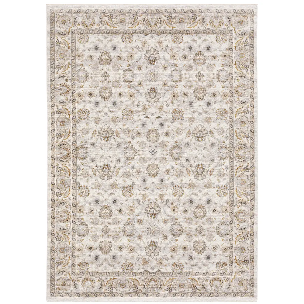 Maharaja 070W1 Ivory/ Grey Indoor Area Rug - 7'10
