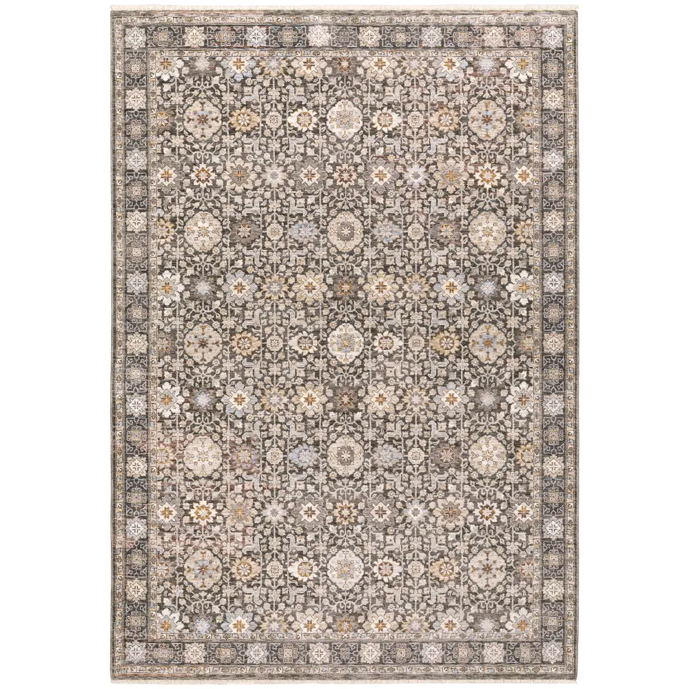 Maharaja 071N1 Grey/ Ivory Indoor Area Rug - 6'7