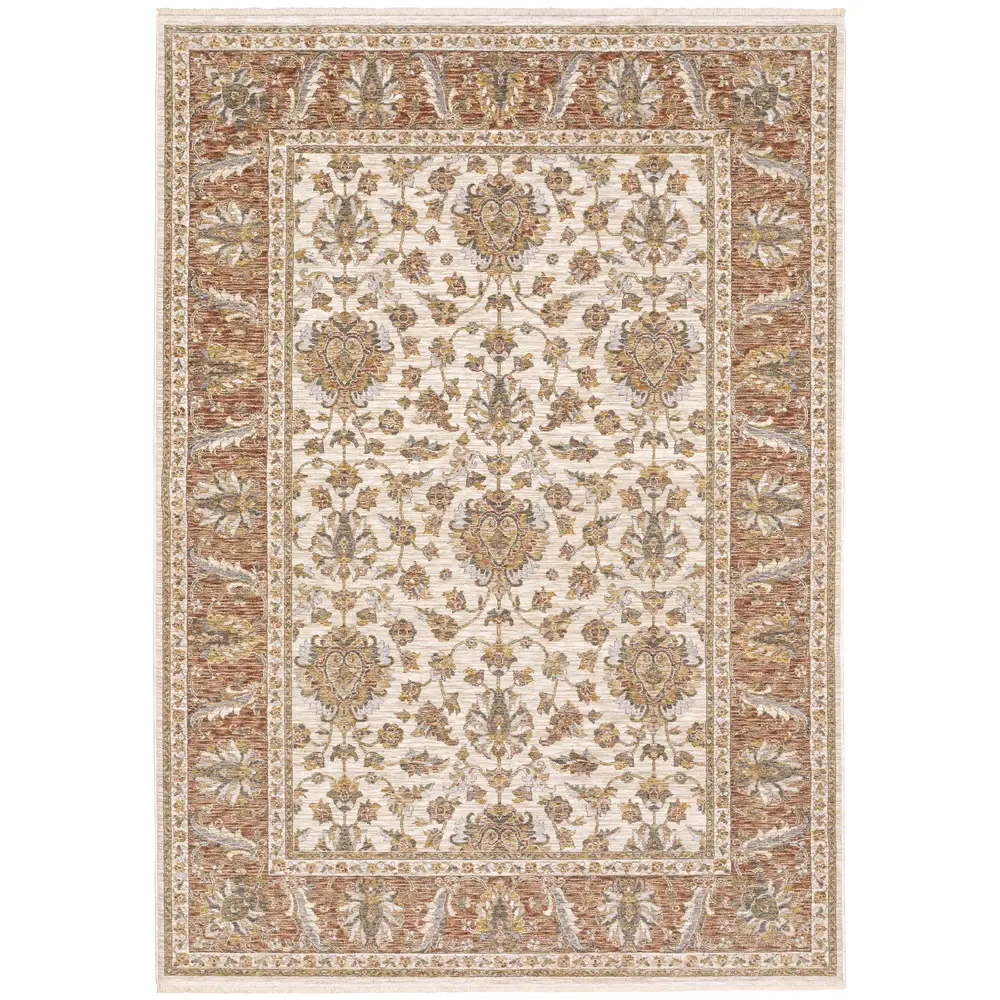 Maharaja 5091Q Rust/ Ivory Indoor Area Rug - 3'3