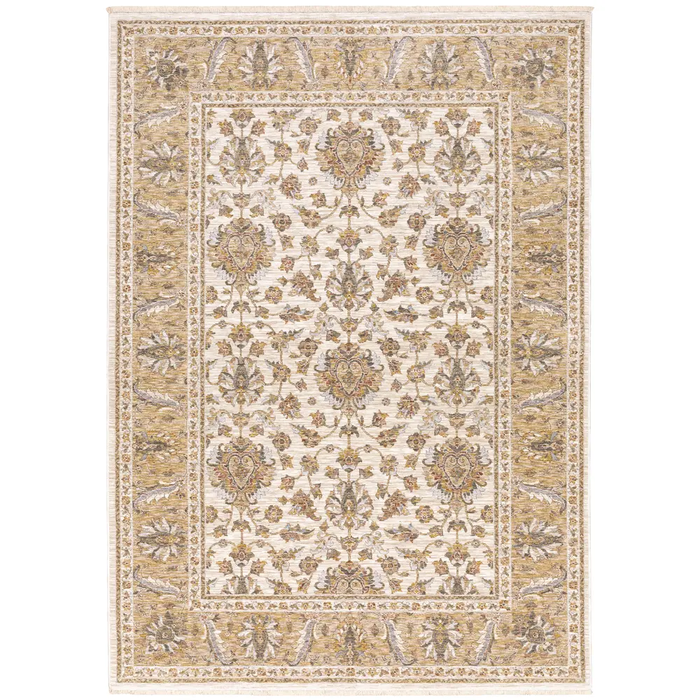 Maharaja 5091W Ivory/ Gold Indoor Area Rug - 7'10