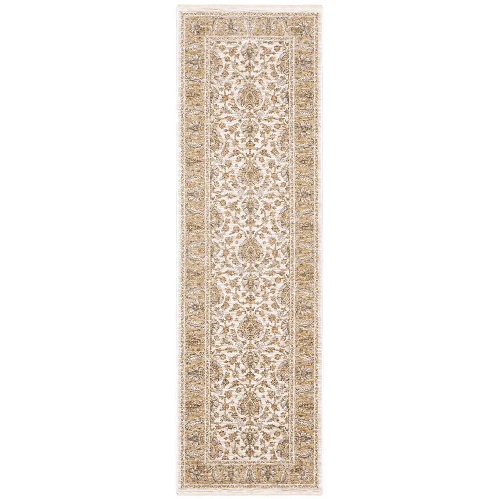 Maharaja 5091W Ivory/ Gold Indoor Area Rug - 2'3