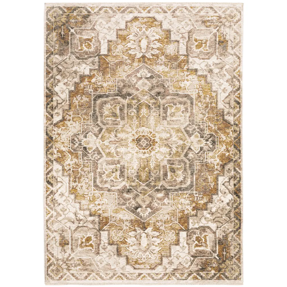 Maharaja 661C1 Gold/ Ivory Indoor Area Rug - 5'3