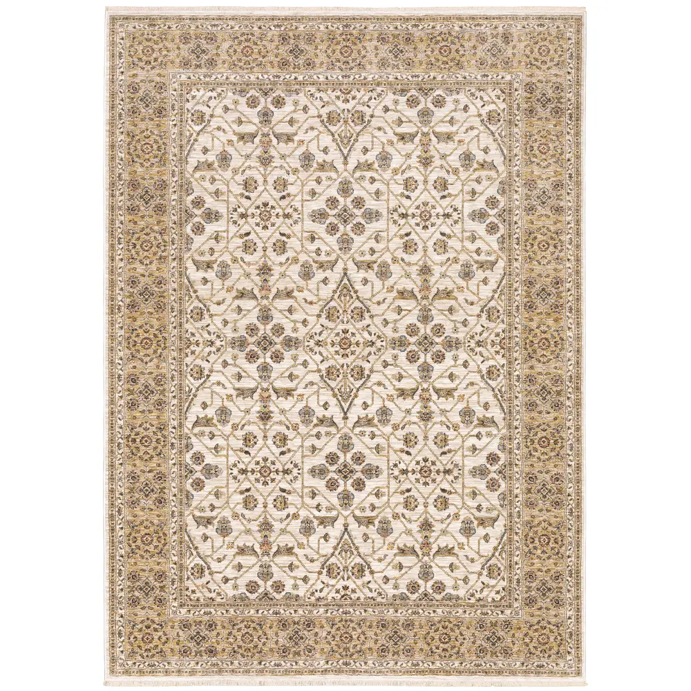 Maharaja 001J1 Ivory/ Gold Indoor Area Rug - 5'3