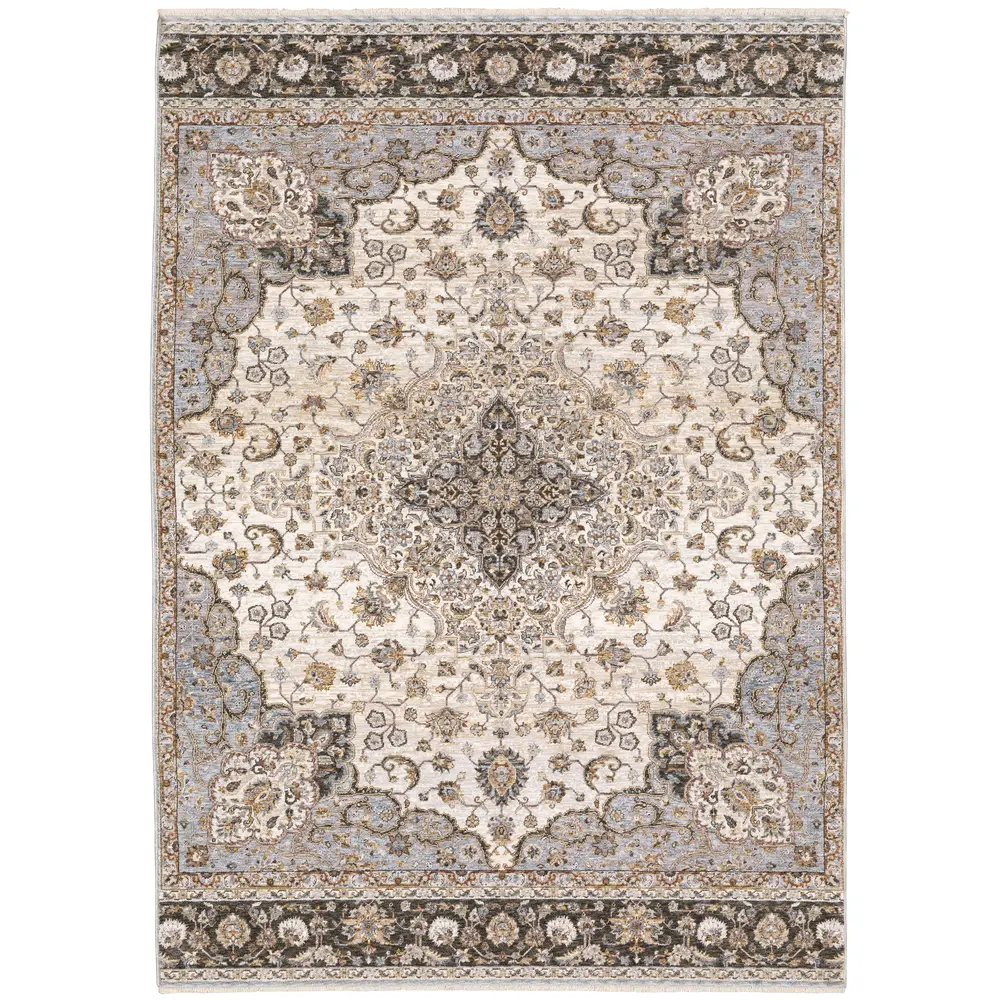 Maharaja 660J1 Ivory/ Blue Indoor Area Rug - 5'3