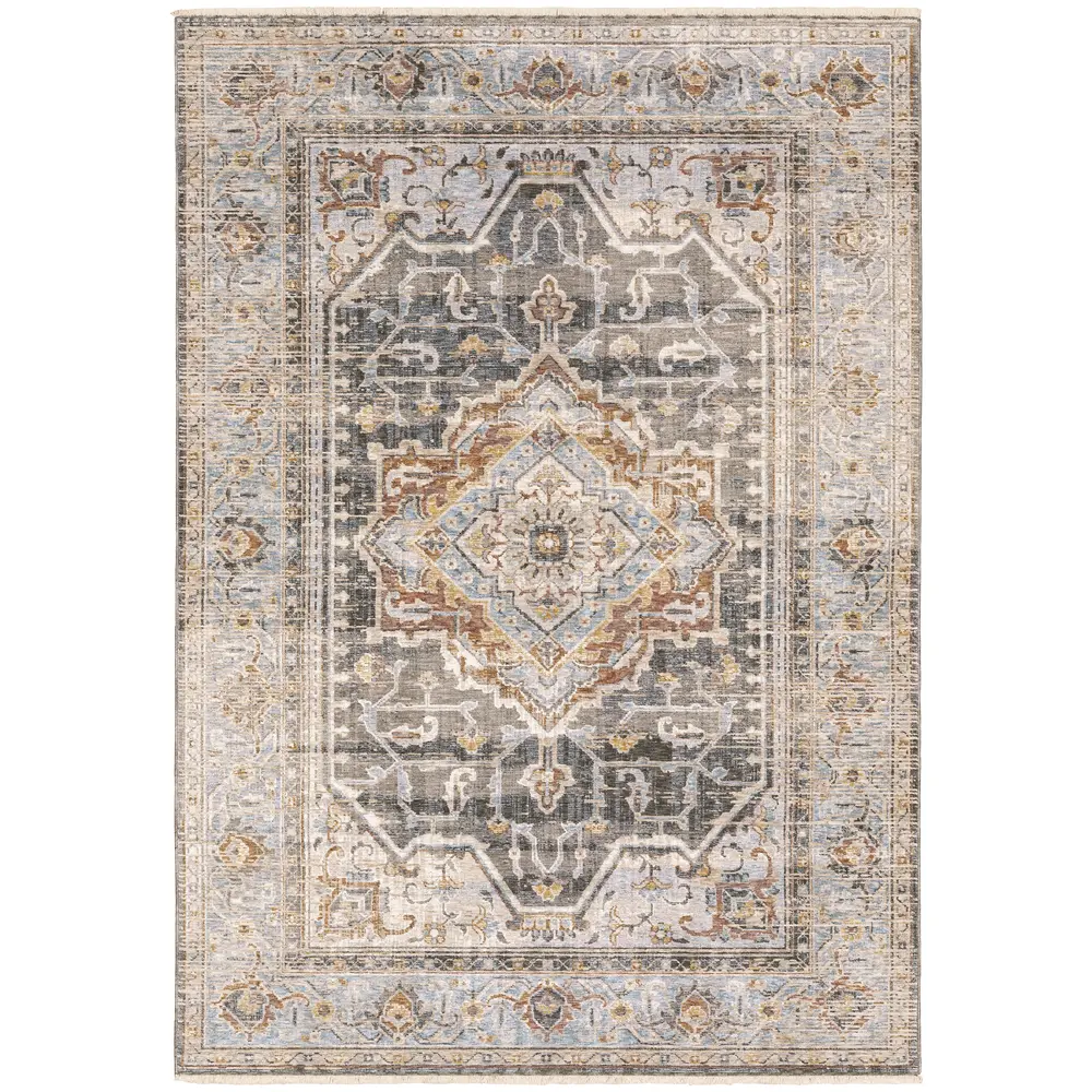 Maharaja 1803X Grey/ Blue Indoor Area Rug - 6'7