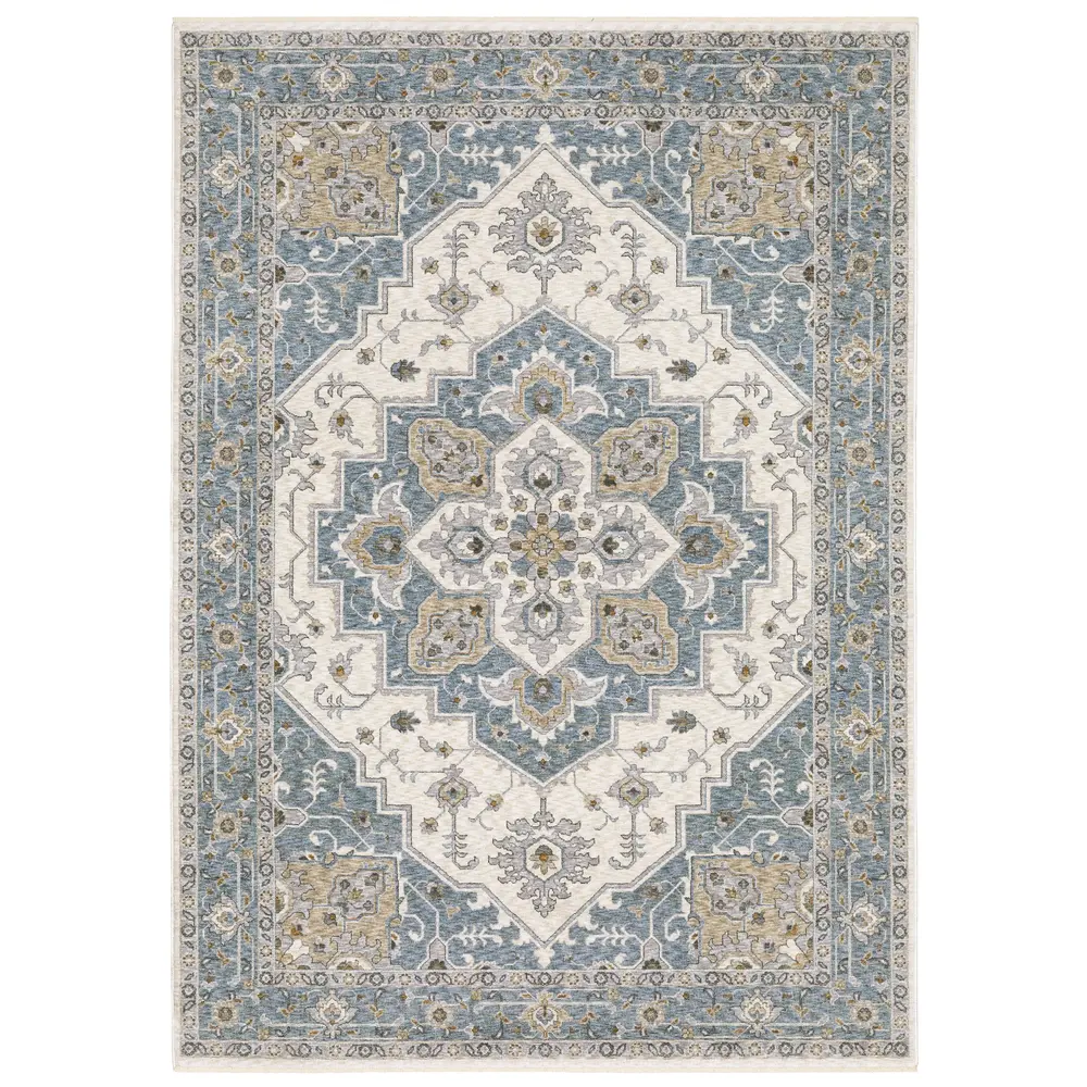 Maharaja 051F1 Blue/ Ivory Indoor Area Rug - 7'10