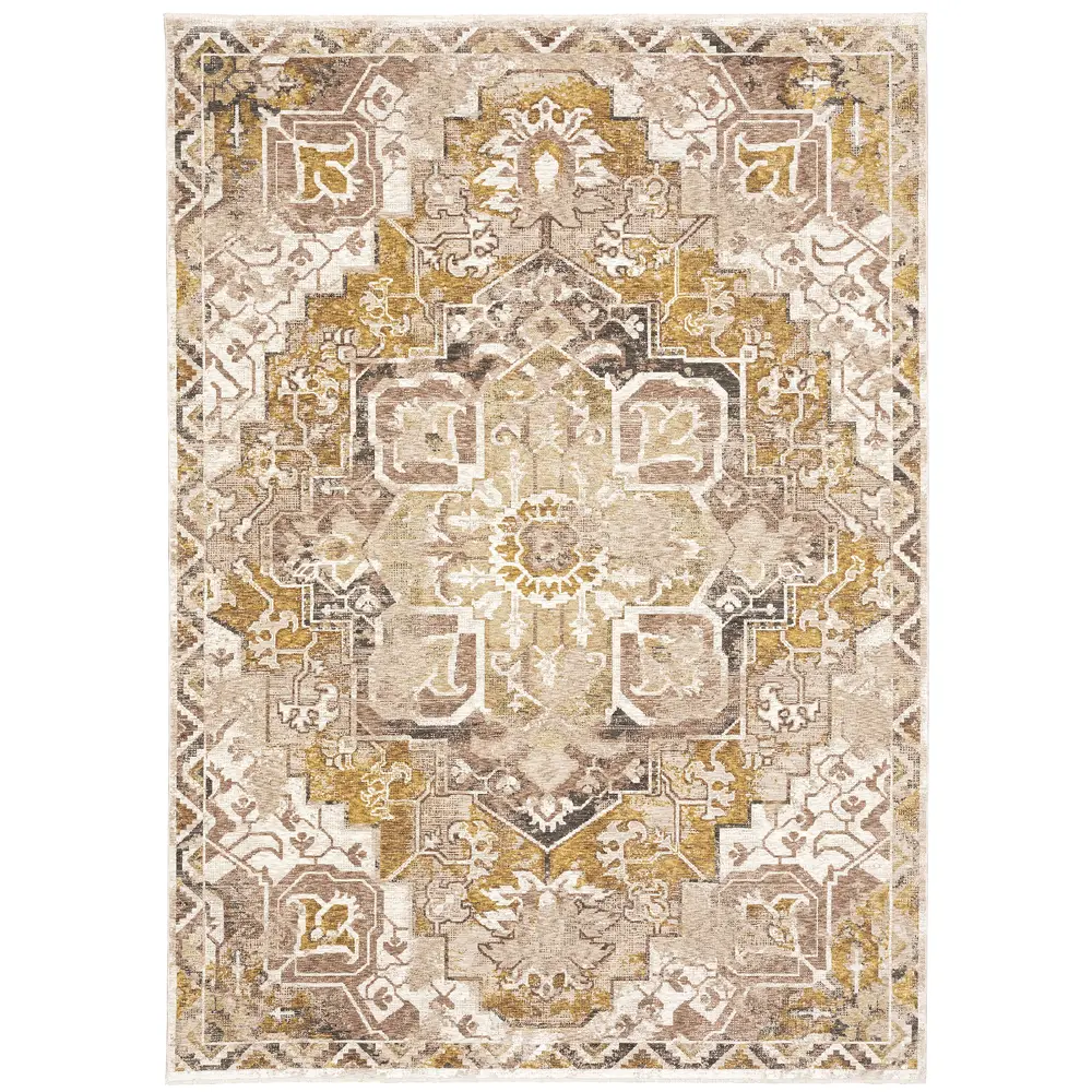 Maharaja 661C1 Gold/ Ivory Indoor Area Rug - 7'10