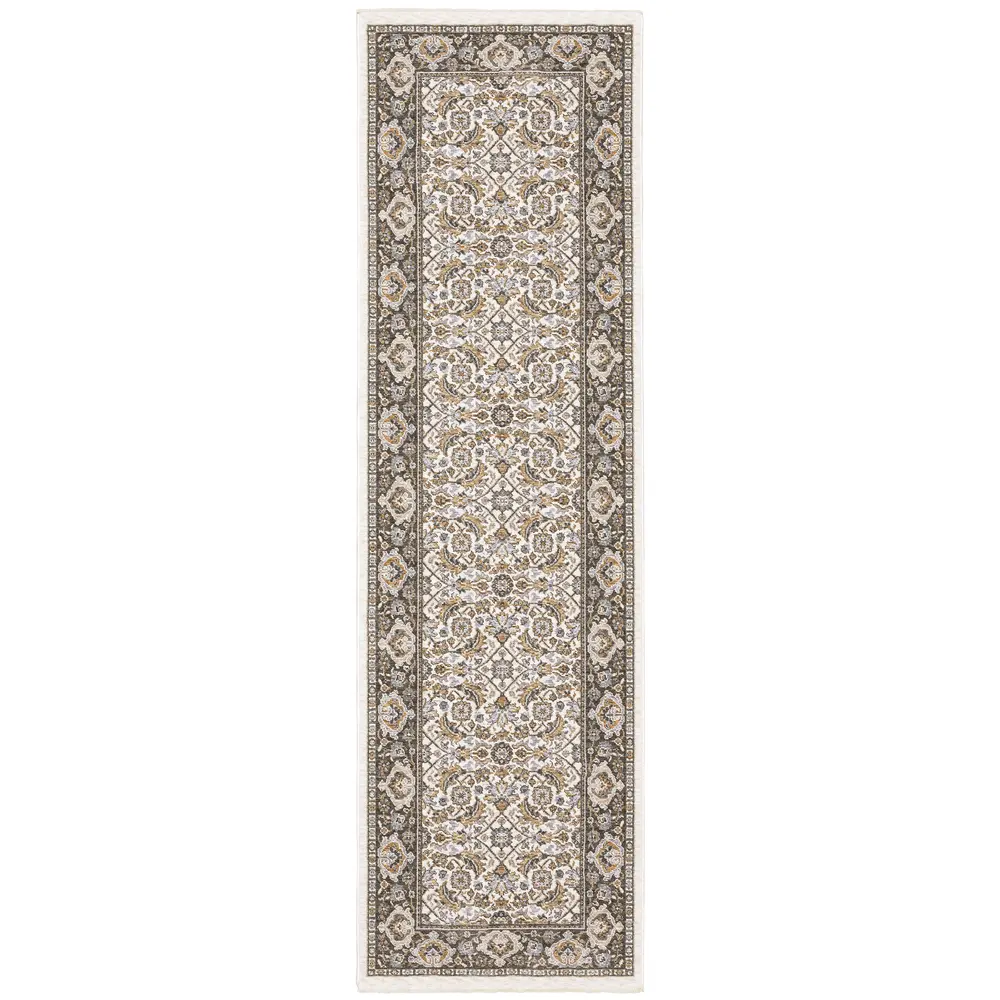 Maharaja 2061N Ivory/ Grey Indoor Area Rug - 2'3