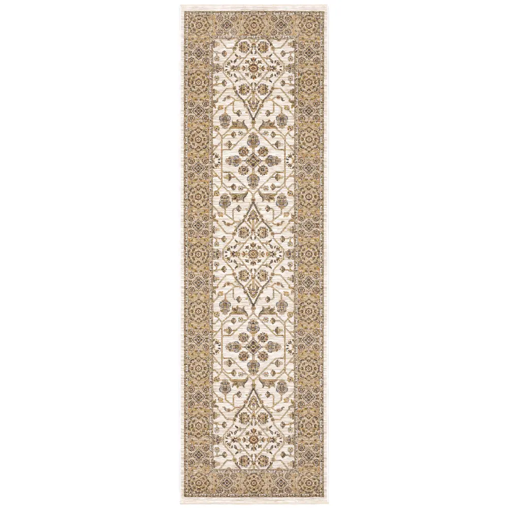 Maharaja 001J1 Ivory/ Gold Indoor Area Rug - 2'3