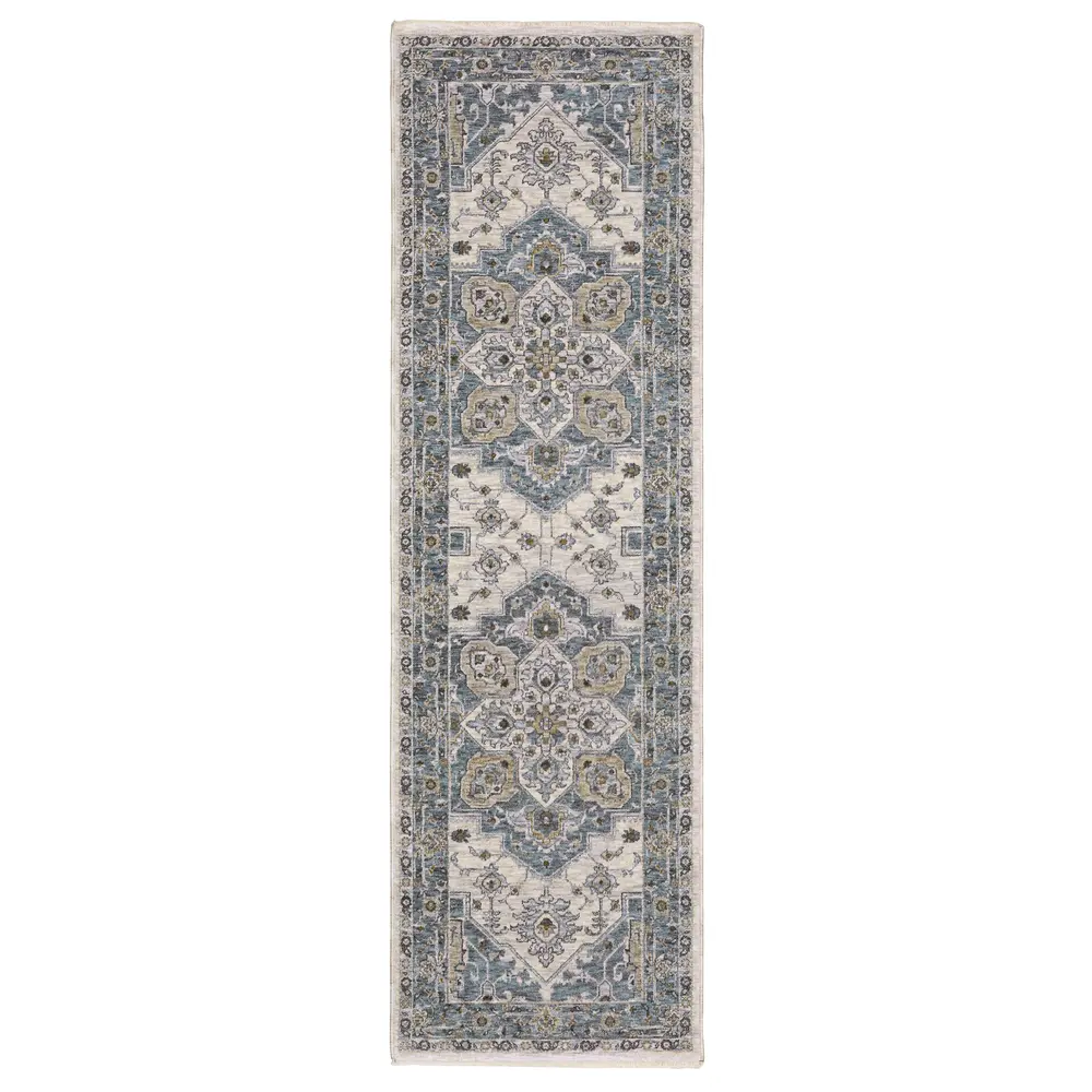 Maharaja 051F1 Blue/ Ivory Indoor Area Rug - 2'3