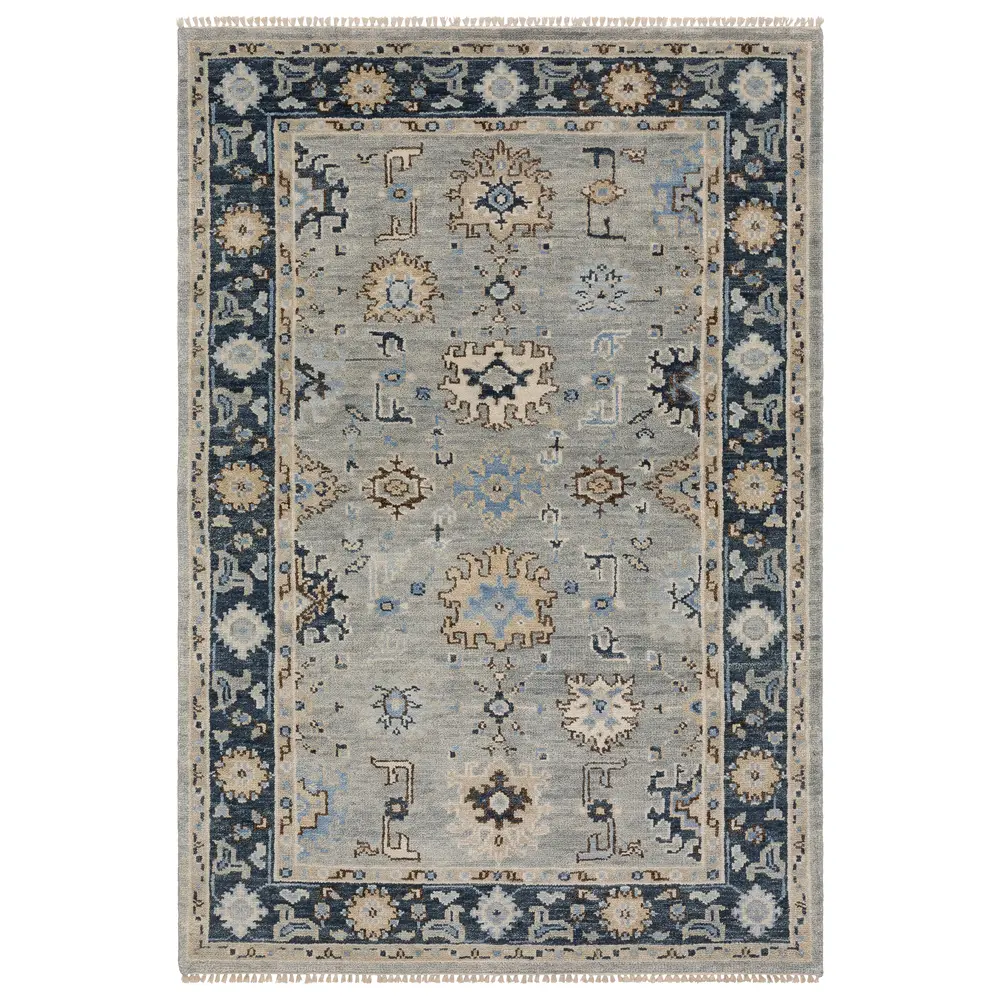 Majorca MAJ05 Grey/ Blue Indoor Area Rug - 6' x 9'