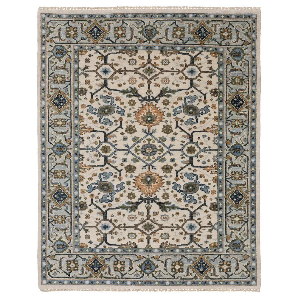 Majorca MAJ01 Ivory/ Light Blue Indoor Area Rug - 8' x 10'
