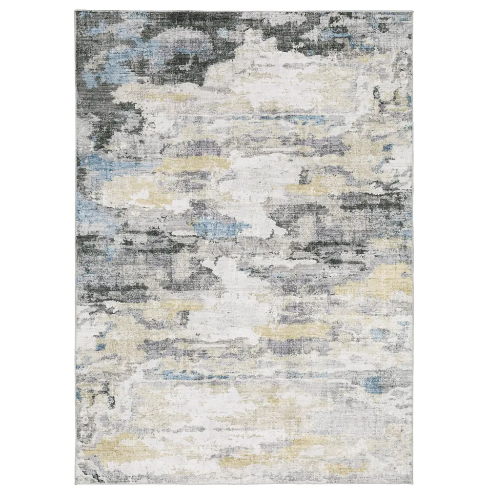 Malibu MAL01 Grey/ Blue Indoor Area Rug - 5' x 7'