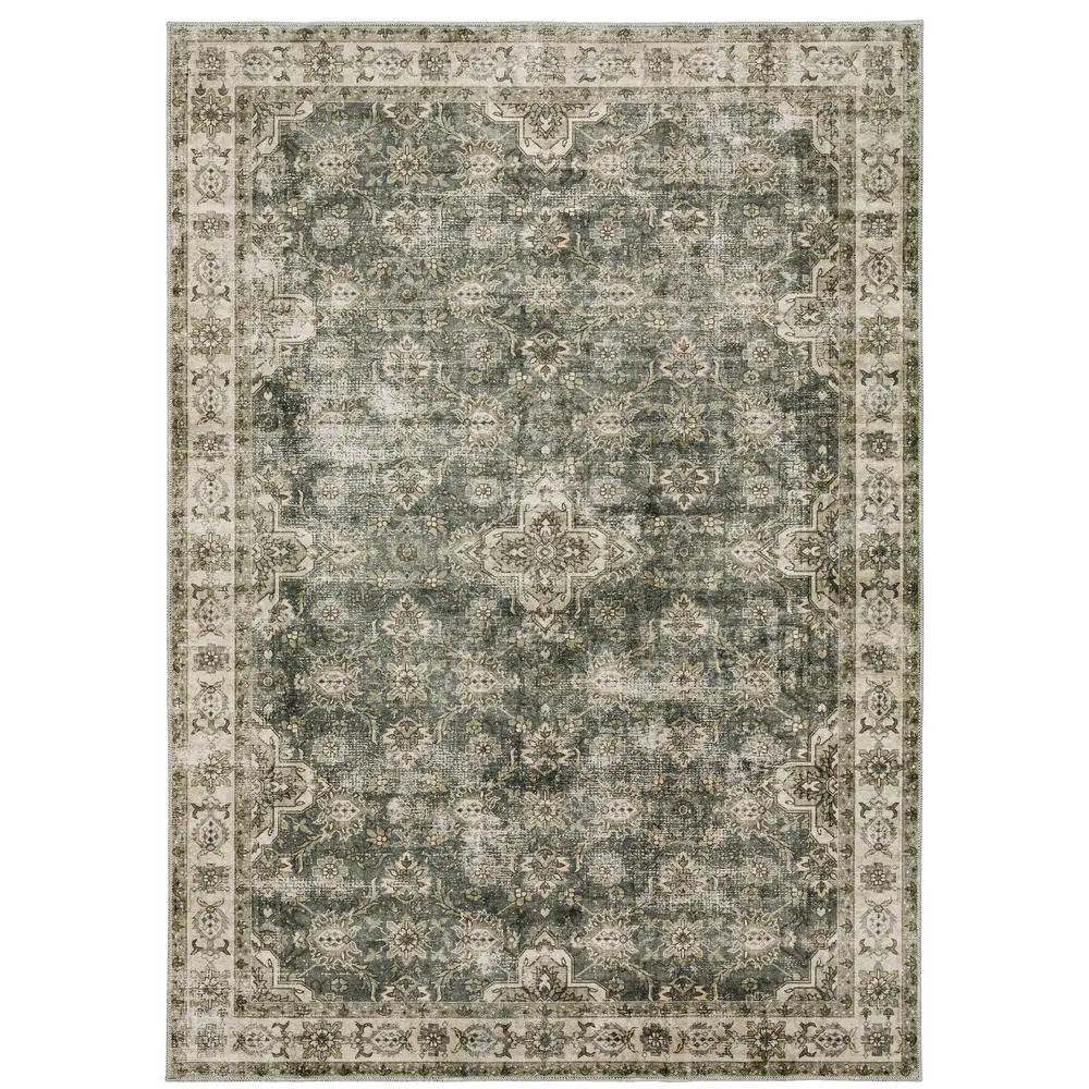 Malibu MAL04 Green/ Beige Indoor Area Rug - 5' x 7'
