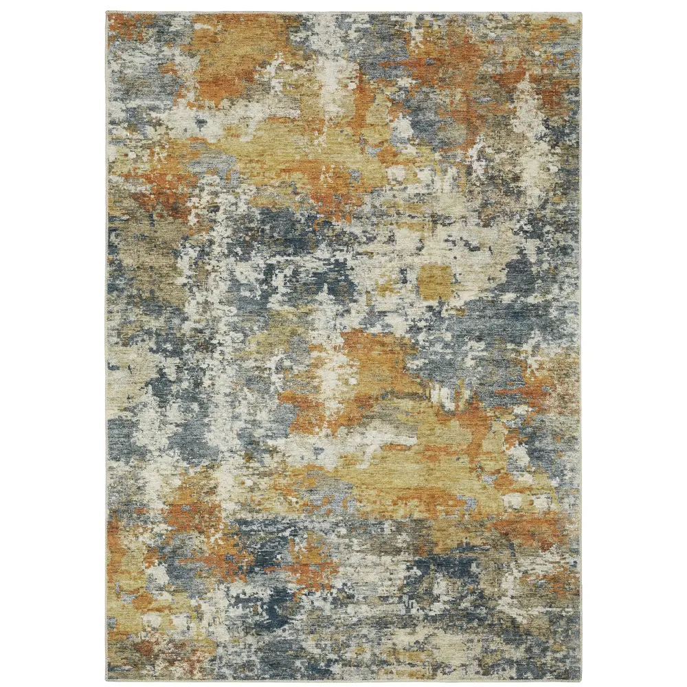 Malibu MAL05 Orange/ Blue Indoor Area Rug - 5' x 7'