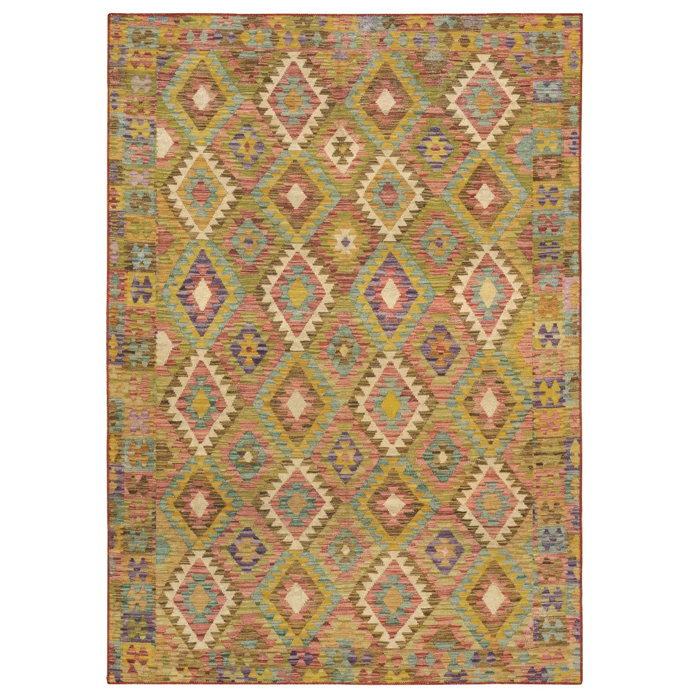 Malibu MAL07 Gold/ Multi Indoor Area Rug - 5' x 7'