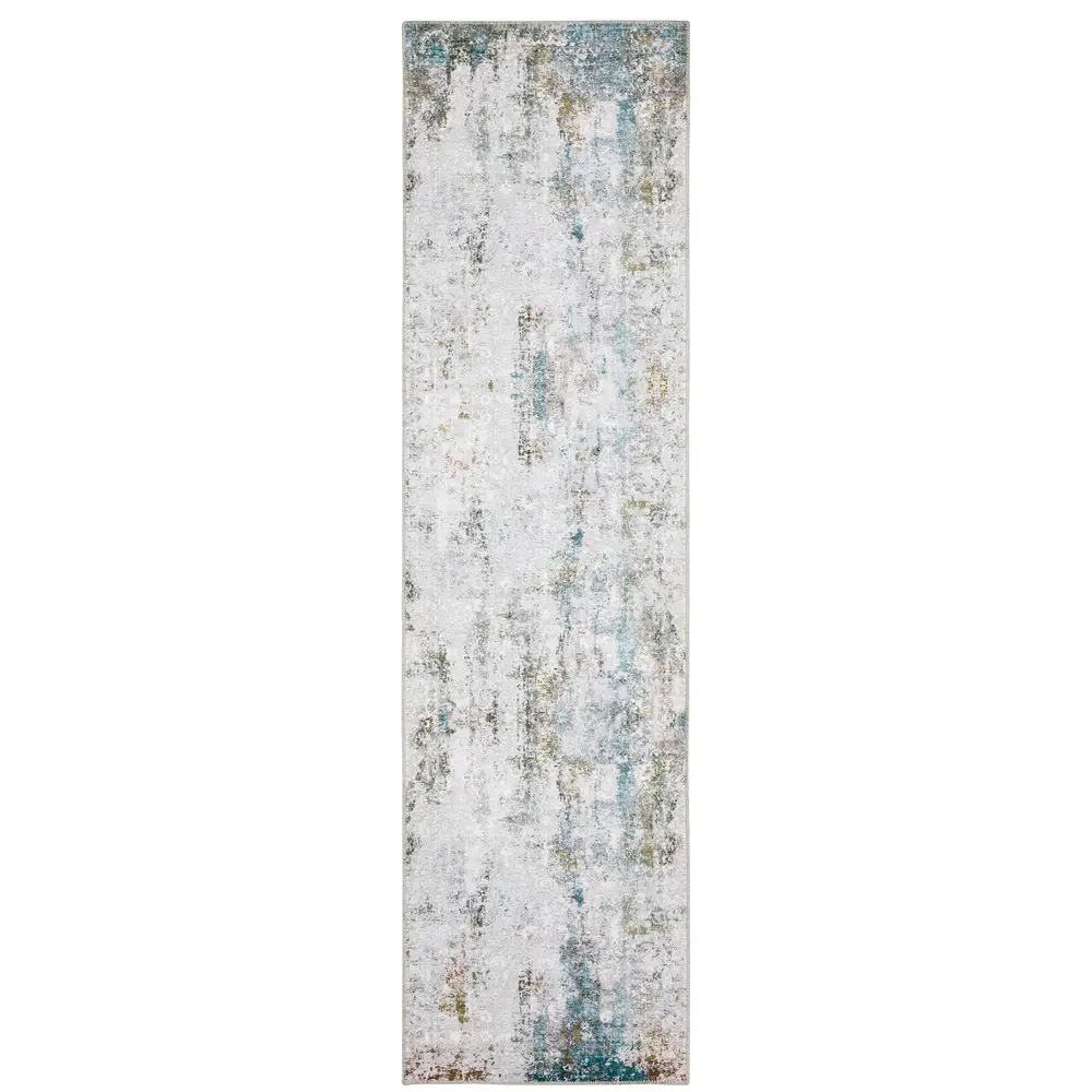 Malibu MAL06 Ivory/ Blue Indoor Area Rug - 2' x 8'