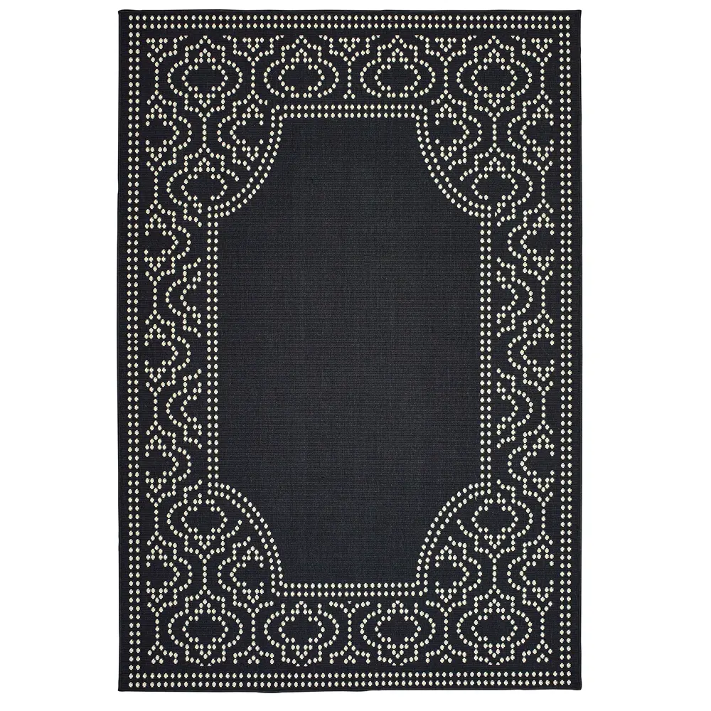 Marina 1247K Black/ Ivory Indoor/Outdoor Area Rug - 7'10