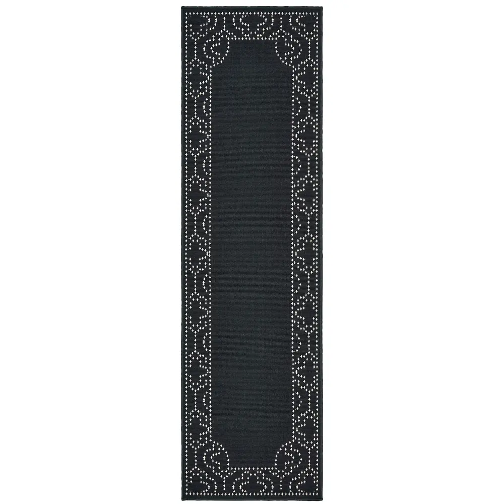 Marina 1247K Black/ Ivory Indoor/Outdoor Area Rug - 2'3