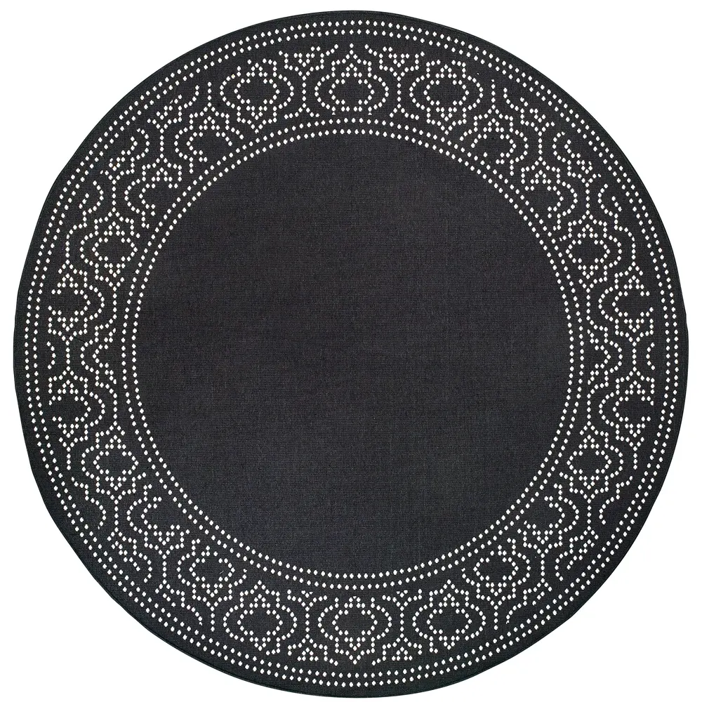 Marina 1247K Black/ Ivory Indoor/Outdoor Area Rug - 7'10